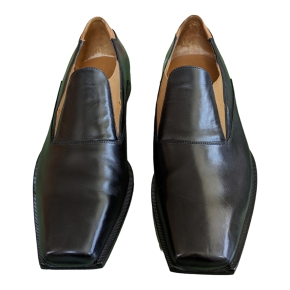 Alexander McQueen Black Leather Tan Elastic Square Toe Loafers Size 8.5-9 Sharp! main image 12